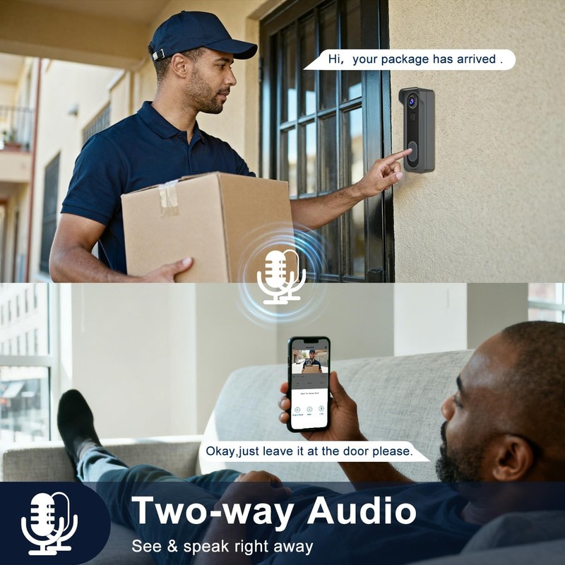 Doorbell Camera Wireless with Chime -2K HD Video AI Motion Detection, Two - W... gallery