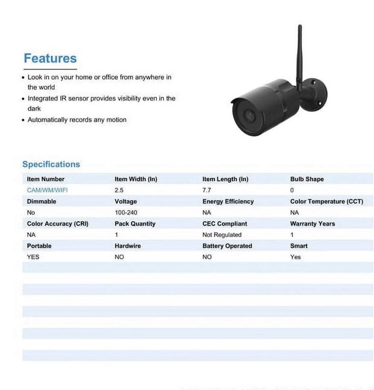 Feit Electric Smart Outdoor Wi-Fi Security Camera 1080p Night Vision MicroSD gallery