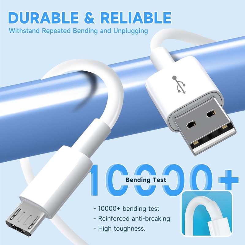 2 Pack 16.4ft 5M Micro USB Cable, Charging and Data Transfer, Micro USB Power... gallery