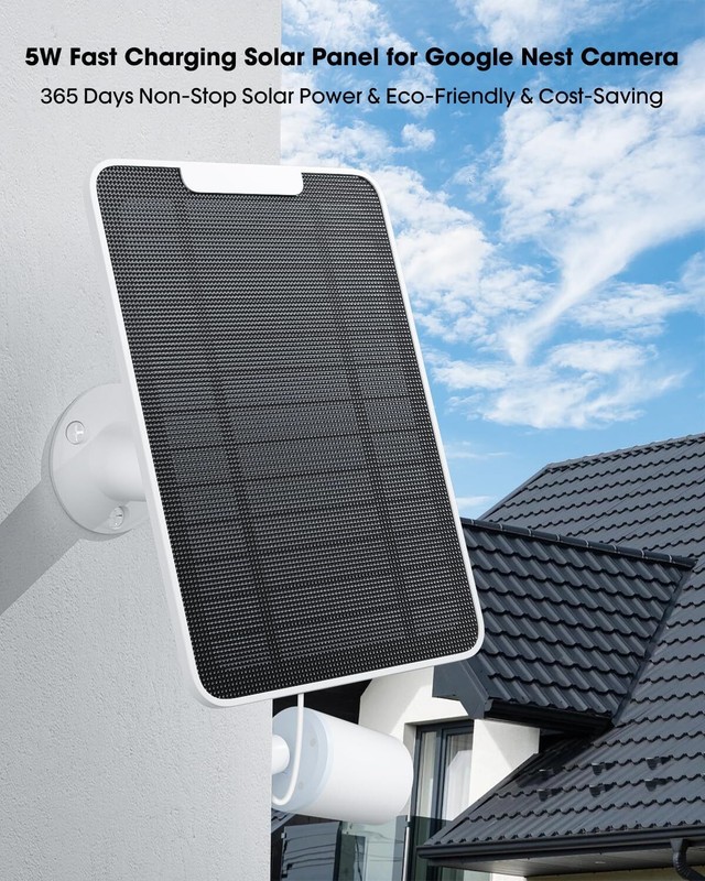 2Pcs 5W Solar Panel Charger Compatible with Google Nest Camera Outdoor 13ftcable gallery