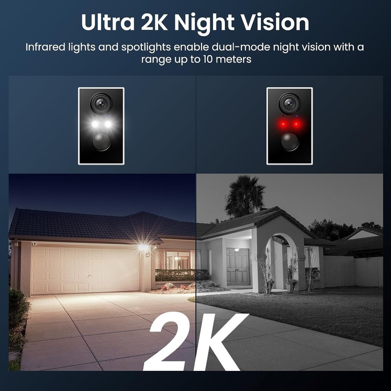 Smart Wireless Security Camera 2-Pack - 2K, AI Motion Detection, Waterproof gallery