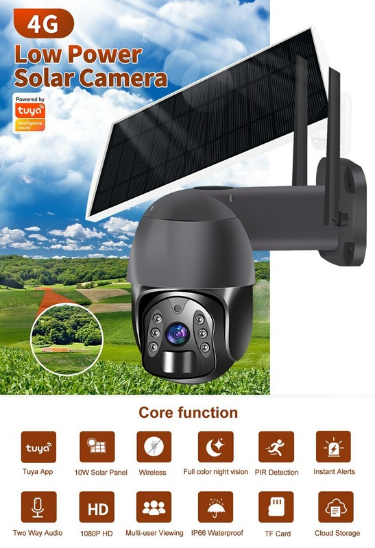 24/7 WIFI / 4G PTZ Solar Powered Camera Security Home Camera Outdoor TUYA gallery