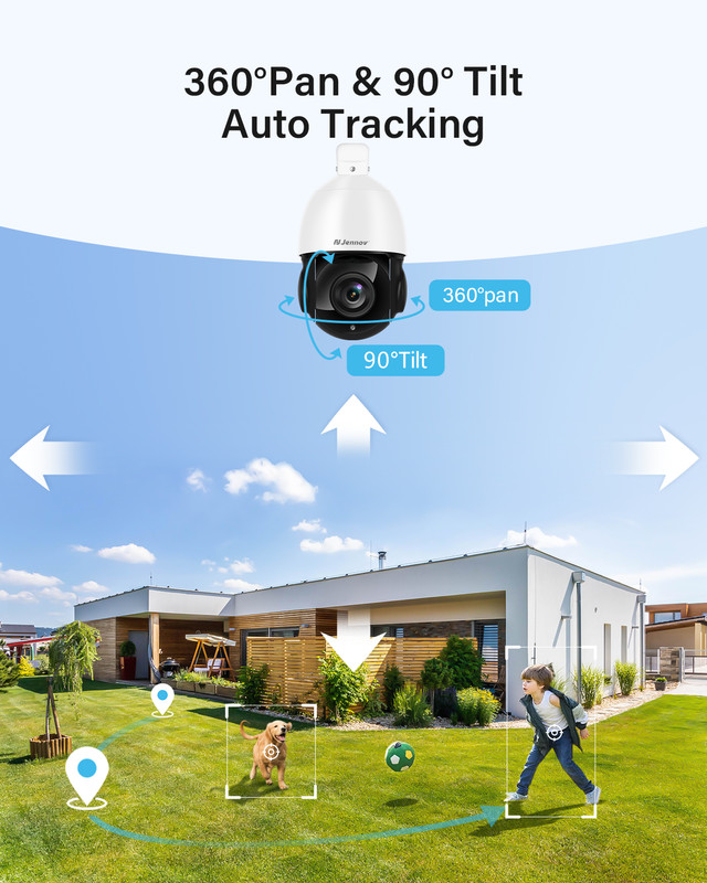 8MP 4K Audio POE IP PTZ 360° Security Camera H.265+ Outdoor Night Vision AI P87 gallery