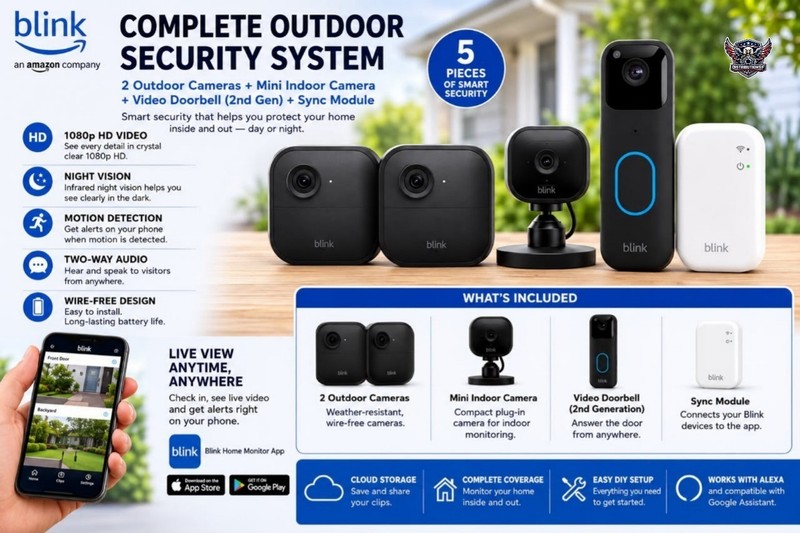 Blink 2 Pack Outdoor 4 Camera with Mini Camera & Video Doorbell (2nd Generation)