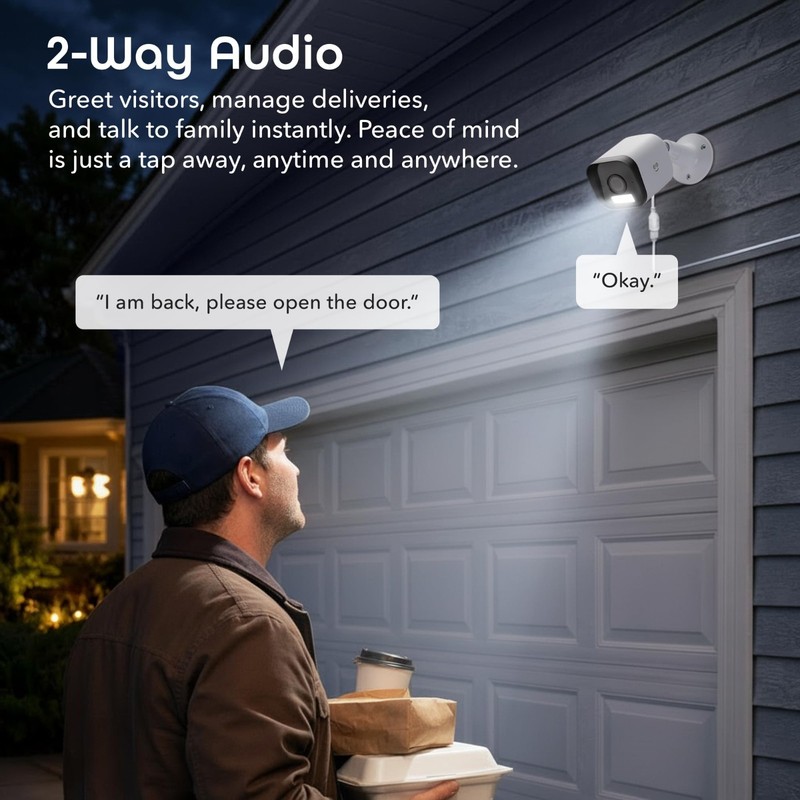 4MP Smart Outdoor Security Camera, 2K Ultra HD Wi-Fi, Color Night Vision, 2-Way gallery