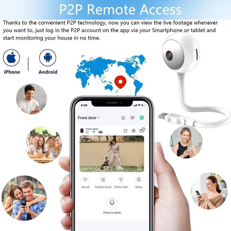 5MP WiFi LED Bulb Camera Indoor Two Way Audio Night Vision Wireless Camera gallery