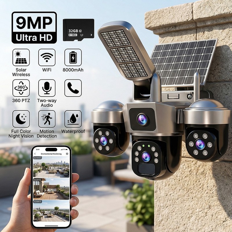 Camara De Seguridad Solar Inalambricas Para Exterior Con Vision Nocturna y Audio