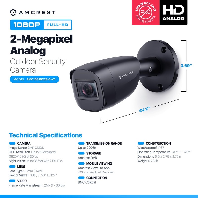 Full HD 1080P 1920TVL Bullet Outdoor (Quadbrid 4in1 HD-CVI/TVI/AHD/Analog), 2... gallery