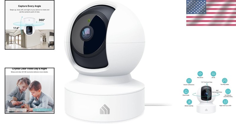Kasa 2K Indoor Security Camera - Real-Time Alerts, Cloud Options & Voice Control gallery