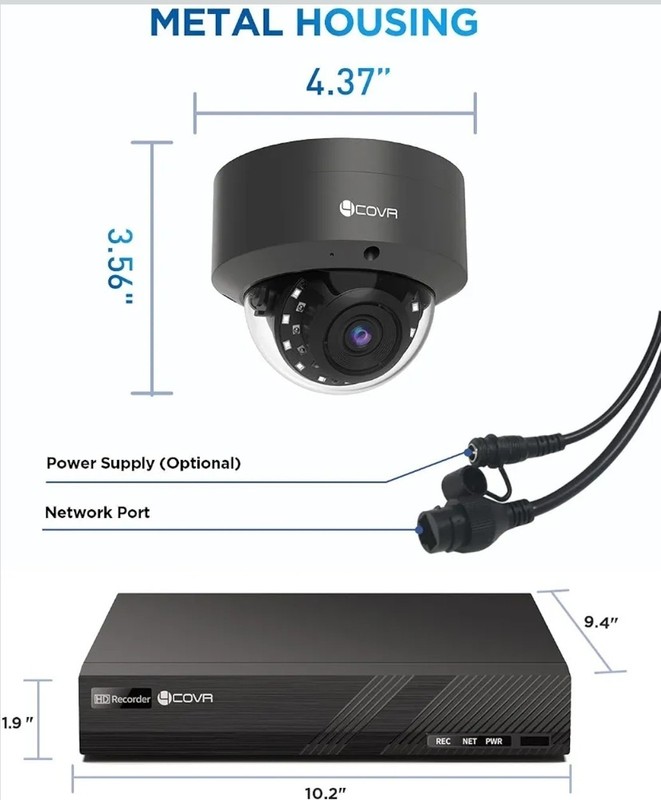 COVR 4 Camera 5MP PoE Security AutoFocus Vandal Dome IP Wired Camera w/ Mic gallery