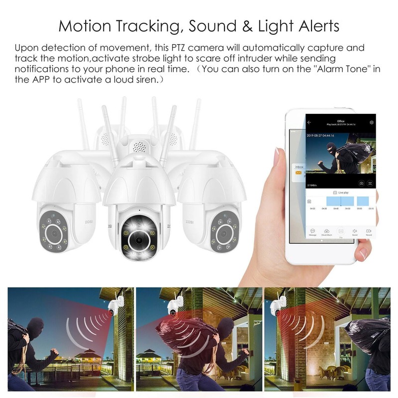 Wireless IP PTZ Camera, 8LED for Home Office (White) gallery