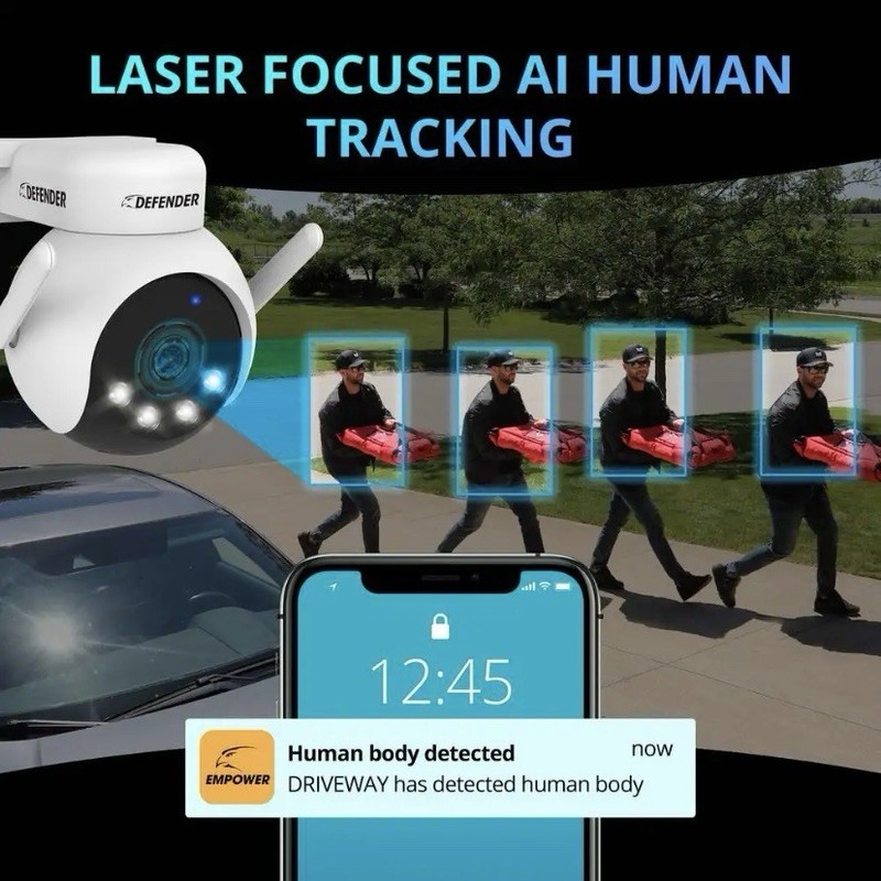 DEFENDER EVERWATCH 4K PTZ 360 AI POWERED SECURITY CAMERA WI-FI **BRAND NEW** gallery