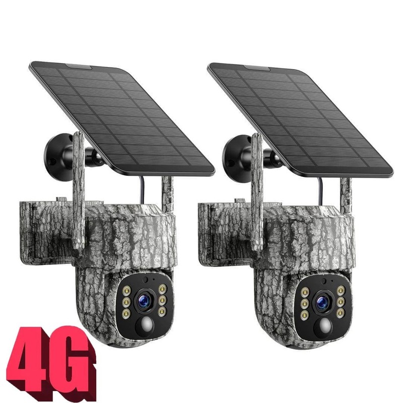 4G LTE Cellular Trail Camera Solar 2Pack 2.5K Game Hunting Wildlife Security Cam