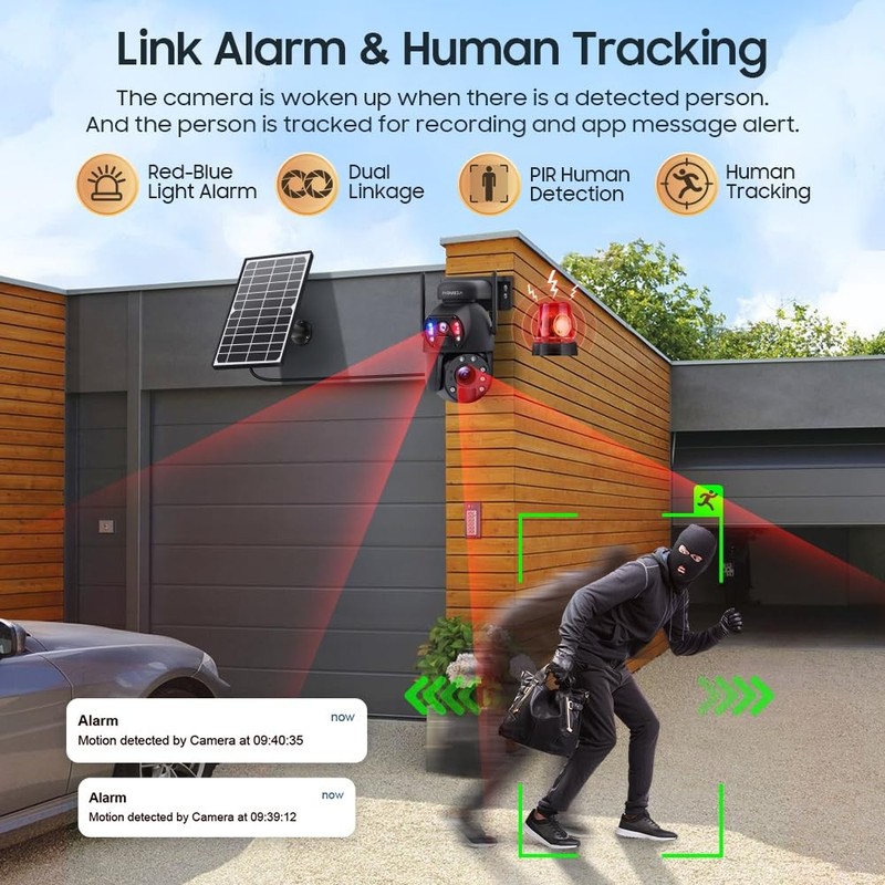 [20X Optical Zoom] 6MP Solar Security Camera with Dual-Screen,Solar Camera Wi... gallery