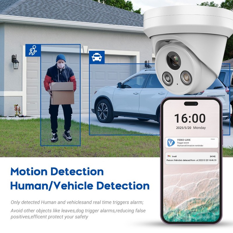 VIKYLIN 8MP 4K Dual Light Turret IP Camera Full Color IR MIC Outdoor Waterproof gallery