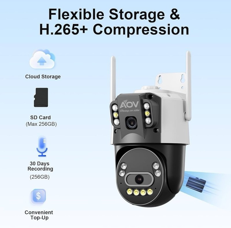 Solar AOV Dual Lens PTZ Security Camera, 6MP(3MP+3MP) Outdoor WiFi Camera gallery