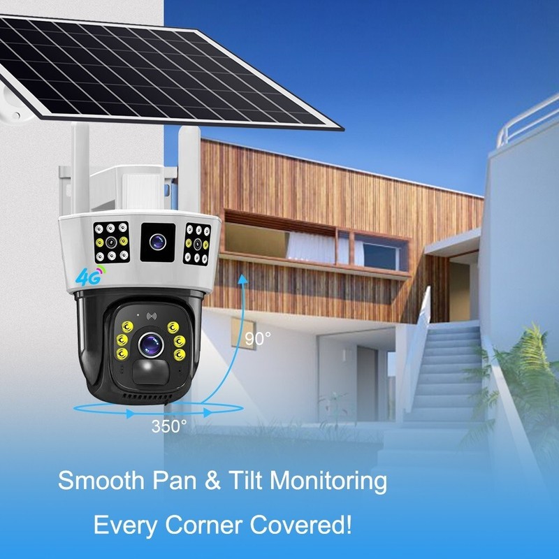 Solar Surveillance Camera: Single/Dual/Triple Screen Display, Wireless 4G/Wifi gallery