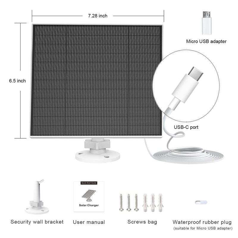 EverExceed 5W Solar Panel Compatible with Wyze Battery Cam Pro Cam Outdoor V1 gallery