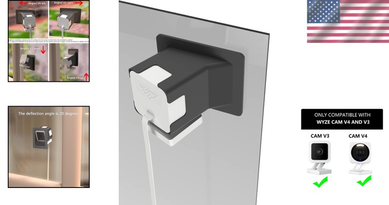 Securely Mount Wyze Cam V4/V3 with 20° Adjustable Tilt for Crystal Clear Views gallery