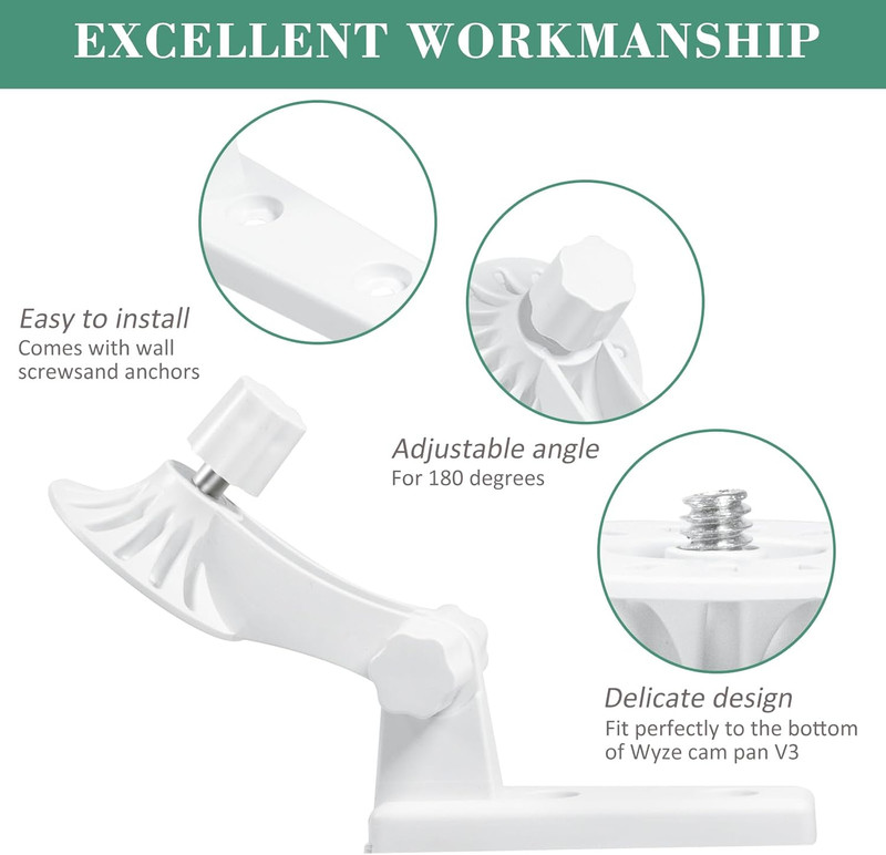 2-Pack Wall Mount, Specially Designed for Wyze Cam Pan V3, 180° Tilt Adjustable gallery