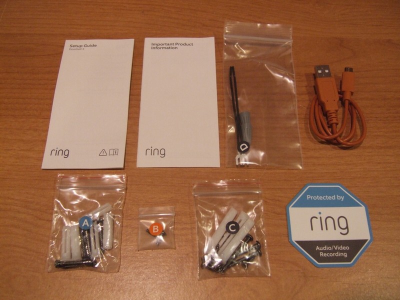Genuine Ring Accessories Doorbell 4 Camera Video Parts Kit Cable Screw Hardware
