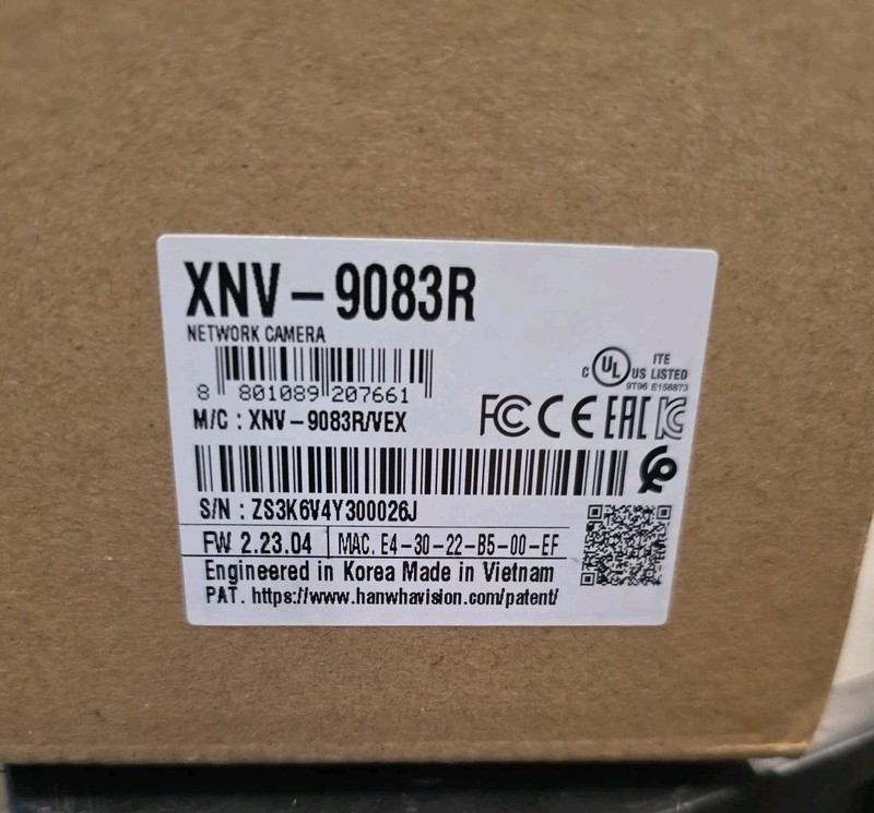 Hanwha XNV-9083R Series 8MP Outdoor IR Vandal Dome IP Camera 4.4-9.3mm Motorized