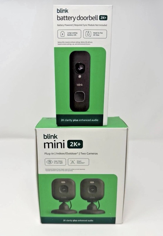 Blink Mini 2K+ Cameras Indoor/Outdoor & Wireless Video Doorbell 2K Newest Models