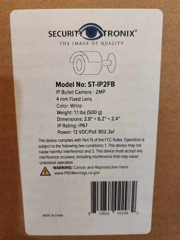 Security Tronix IP Bullet Camera 2MP 4mm Fixed Lens Set Of 8 NEW gallery