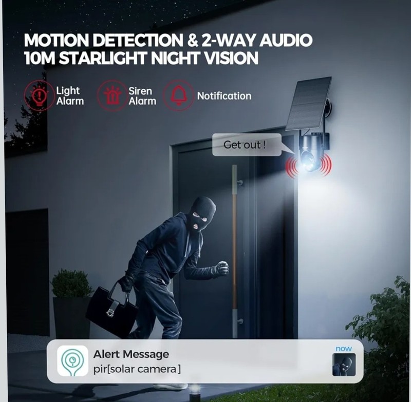 Solar Security Cameras Wireless Outdoor, 2K 360° View Solar Powered WiFi 3MP Sec gallery