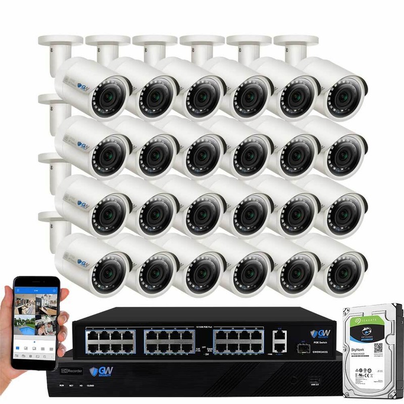 32 Channel 4K NVR 24 5MP 1920P PoE IP Camera Microphone Outdoor Security System