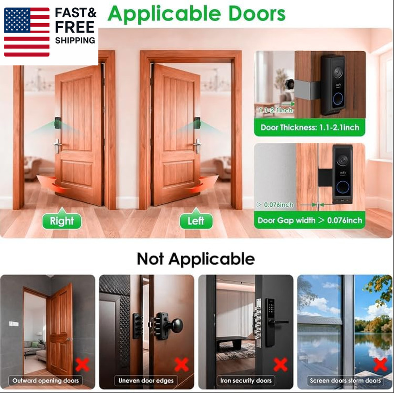 Anti-Theft Video Doorbell Mount for Eufy Doorbell E340/Wyze Duo Cam Doorbell, No gallery
