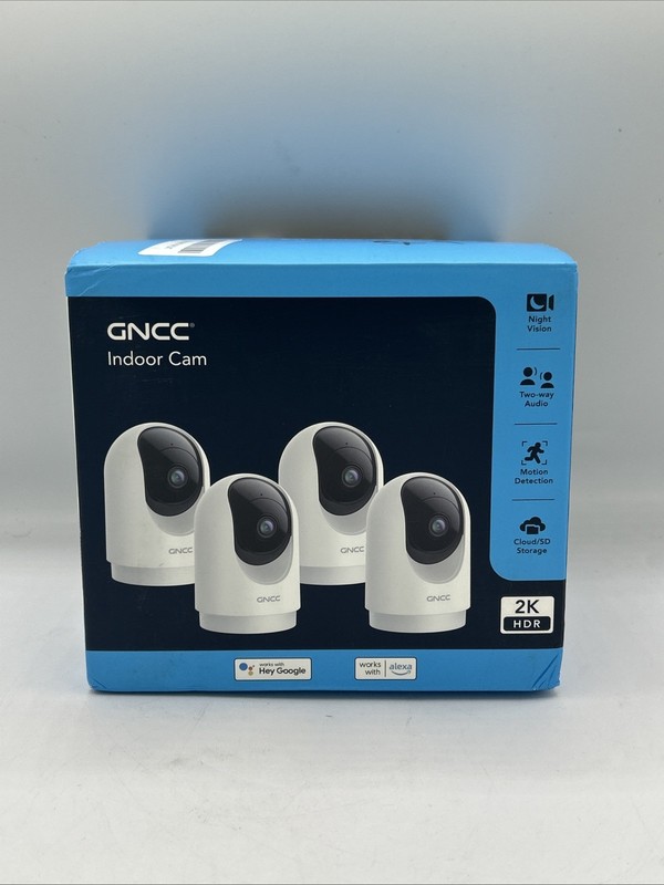 Open Box GNCC Indoor Cam WHITE # GP5 Night Vision, Motion & 2-way Audio (4-Pack