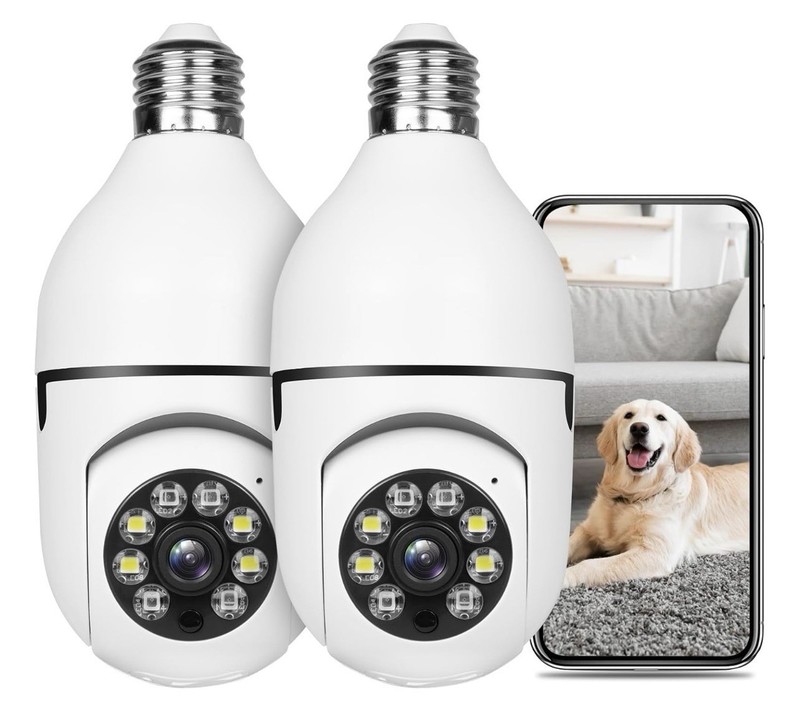 2 Pk Smart Security Bulb Camera 1080P 360° Wi-Fi Night Vision Tow-way Voice New
