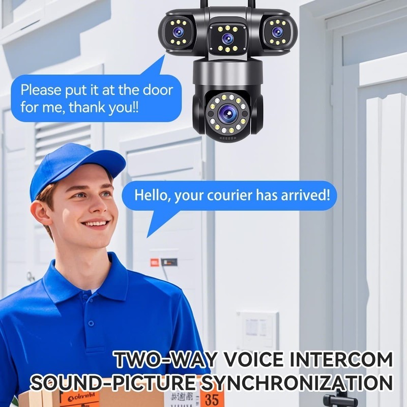Wireless 4-Lens PTZ Cam,10K UHD 16X Zoom WiFi CCTV Home Commercial Monitoring gallery
