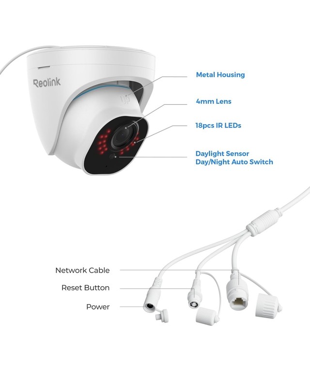 4K Wired Outdoor Security Camera System, IP PoE Dome, Night Vision, Human/Vehicl gallery