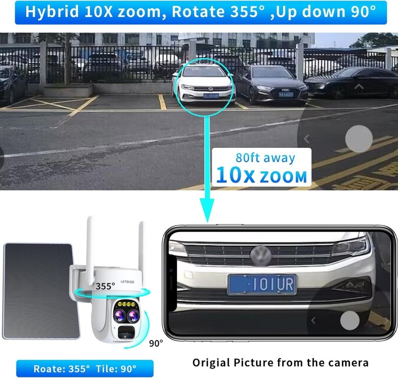 Wireless Outdoor Solar Security Camera 2K HD PTZ Night Vision WiFi gallery