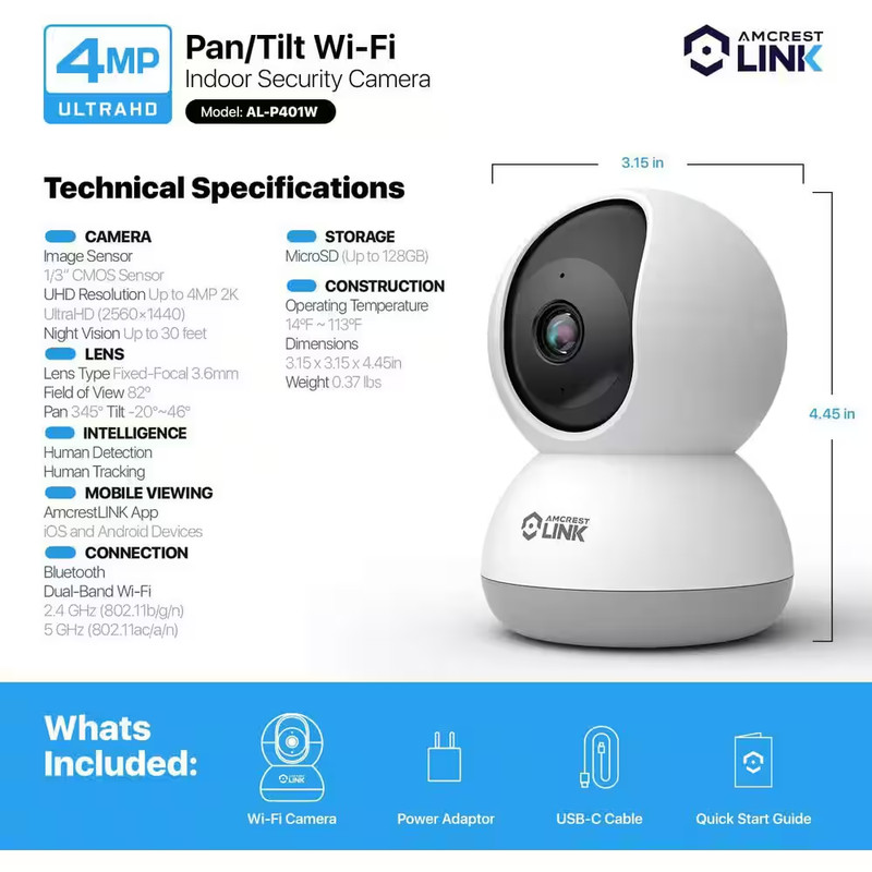 4MP Indoor Plug-In Wifi Camera with 2-Way Audio Wireless IP Security Camera 30 F gallery