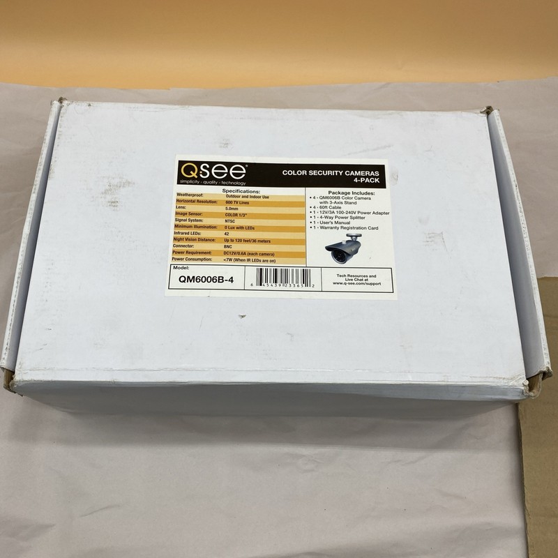 Q-See QM6006B 4 Pack Color Security Cameras Weatherproof Indoor Outdoor New READ