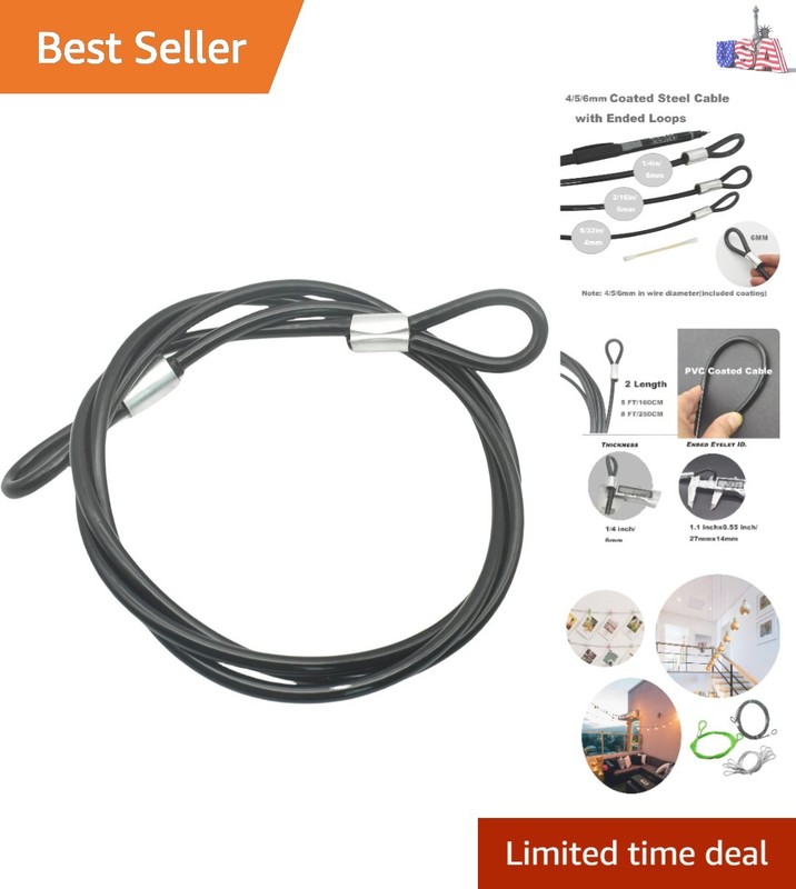Versatile 8FT Security Cable Lock – Lightweight & Cut Resistant for Outdoor Use