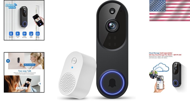 Elegant 1080P Home Security Doorbell Camera with AI Detection & Cloud Storage gallery
