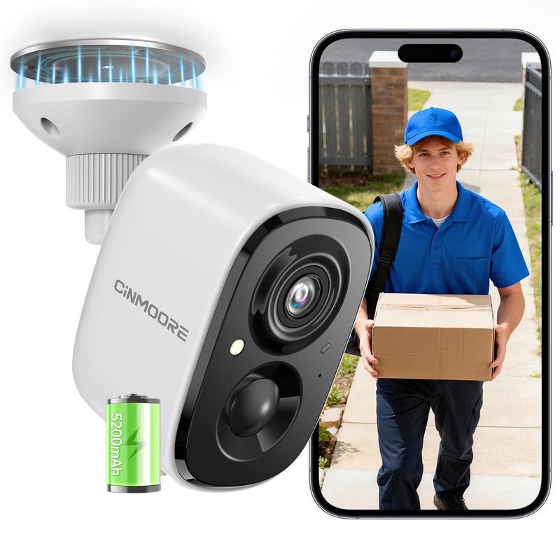 2.5K Security Camera Wireless Outdoor, 2.4G WiFi Battery Powered Indoor Camer…