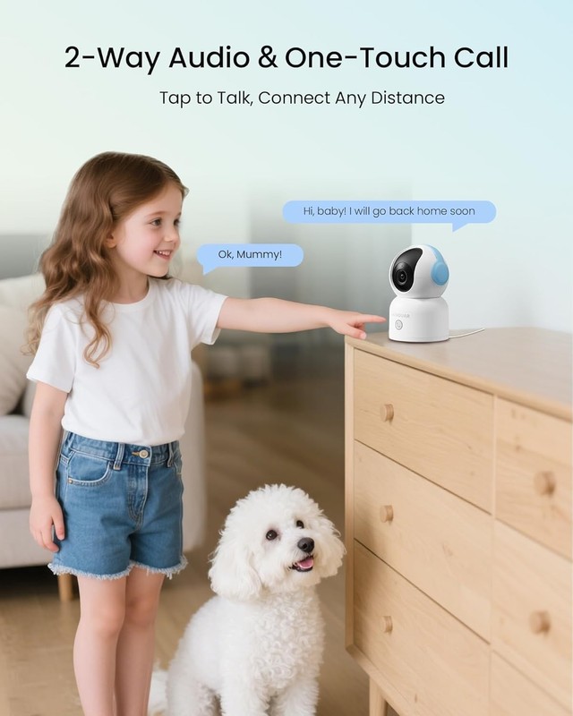 4K Indoor Security Camera, 360°PT Pet/Dog/Baby Camera with Phone App, 2.4G/5G... gallery