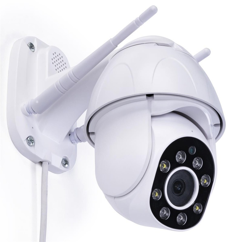 360 Security Camera, App Compatible, Wall-Mount, Outdoor-Rated – White