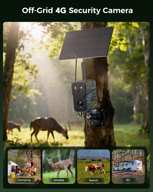 4G Solar Powered Security Camera - Wireless, 10000mAh, Night Vision, 2-Way Audio gallery