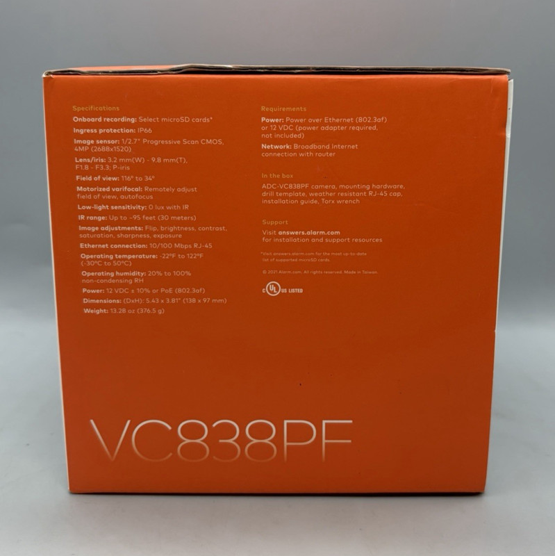 Alarm.com VC838PF PoE 4MP Varifocal Turret Camera - Sealed gallery