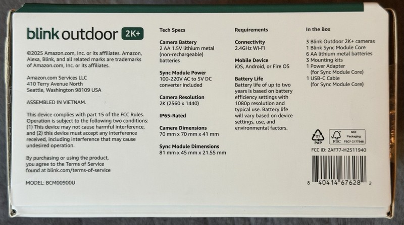 NEW BLINK OUTDOOR 2K+ WIRELESS SECURITY 3 CAMERA SYSTEM - WHITE - gallery