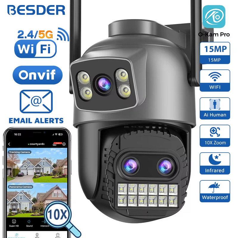 BESDER 12MP Wifi Camera Outdoor Dual Screen 10X Digital Zoom CCTV Video Surveill gallery