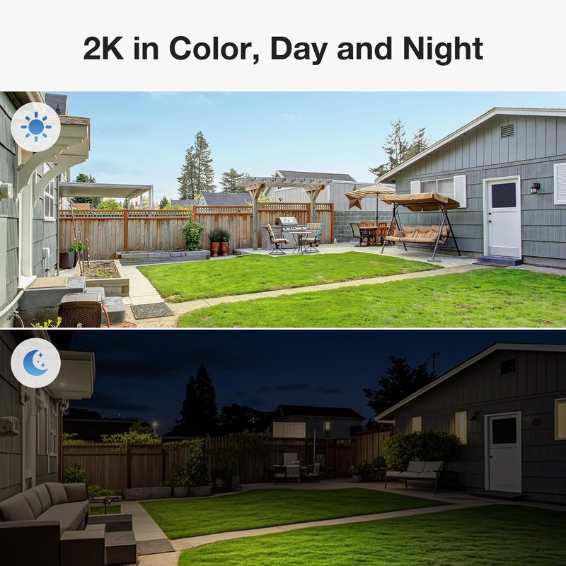 2 Pack Dual Lens Solar Security Cameras Wireless Outdoor, 2K Full HD Video, 360° gallery
