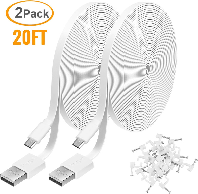 2 Pack 20FT Power Extension Cable Compatible with Wyze Cam V4,Wyze Cam V3,Wyze C gallery