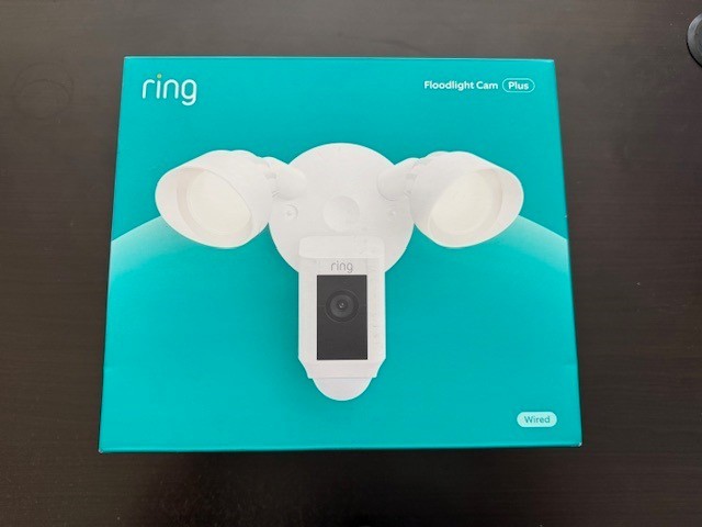 Ring Floodlight Cam Wired Plus with motion-activated 1080p HD video, White